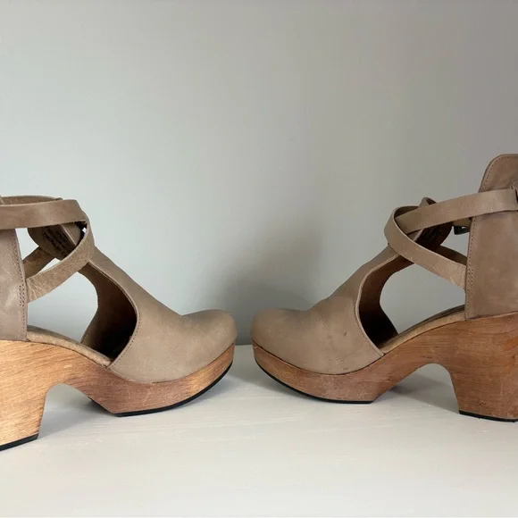 Free People Cedar Leather Clogs Boho Coastal Cowgirl Platform Heel Parchment 38 - Picture 3 of 8